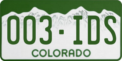 CO license plate 003IDS