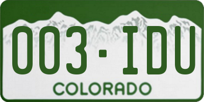 CO license plate 003IDU