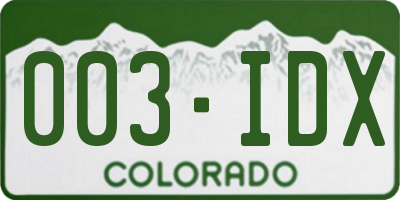 CO license plate 003IDX