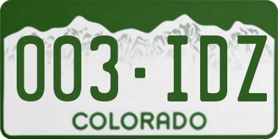 CO license plate 003IDZ