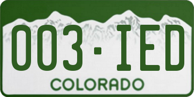 CO license plate 003IED