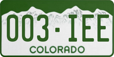 CO license plate 003IEE