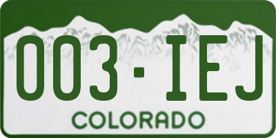 CO license plate 003IEJ