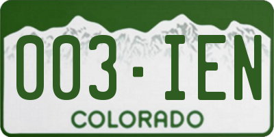 CO license plate 003IEN