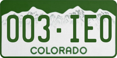 CO license plate 003IEO