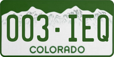 CO license plate 003IEQ