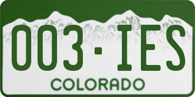 CO license plate 003IES