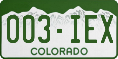 CO license plate 003IEX