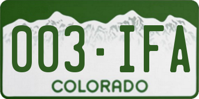 CO license plate 003IFA