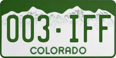 CO license plate 003IFF