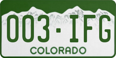 CO license plate 003IFG