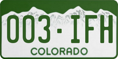 CO license plate 003IFH