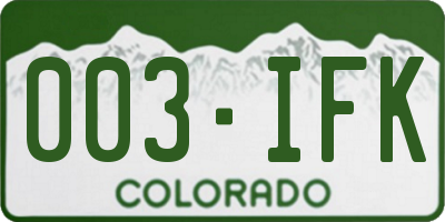 CO license plate 003IFK