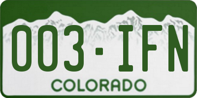 CO license plate 003IFN