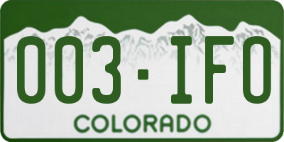 CO license plate 003IFO