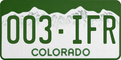 CO license plate 003IFR