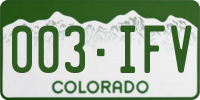 CO license plate 003IFV