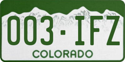 CO license plate 003IFZ
