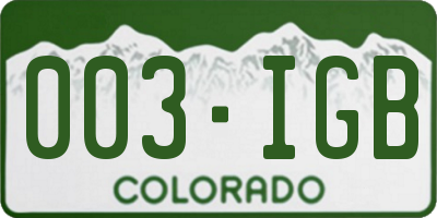 CO license plate 003IGB