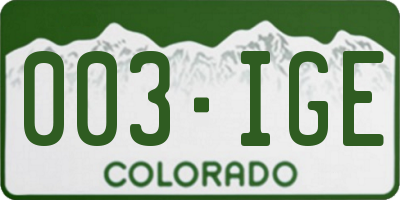 CO license plate 003IGE