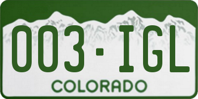 CO license plate 003IGL