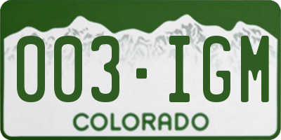 CO license plate 003IGM