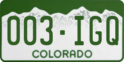 CO license plate 003IGQ