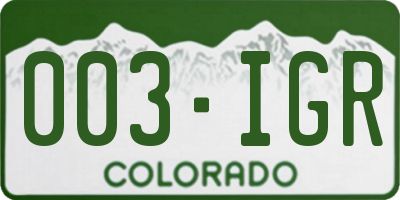 CO license plate 003IGR