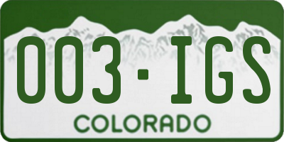 CO license plate 003IGS