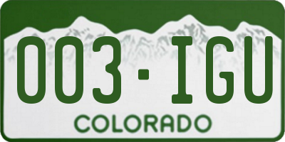 CO license plate 003IGU