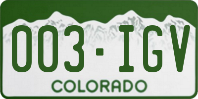 CO license plate 003IGV