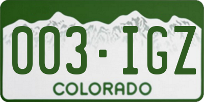 CO license plate 003IGZ