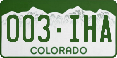 CO license plate 003IHA