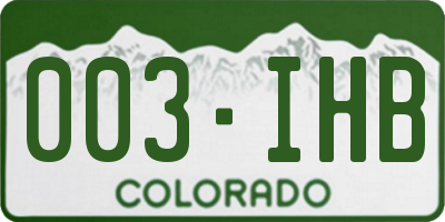 CO license plate 003IHB