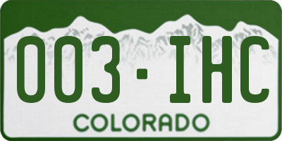 CO license plate 003IHC