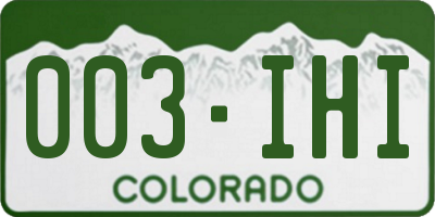 CO license plate 003IHI