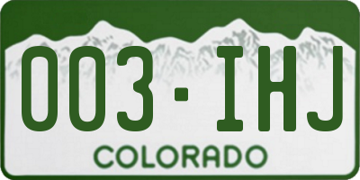 CO license plate 003IHJ