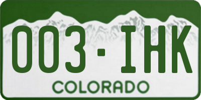 CO license plate 003IHK