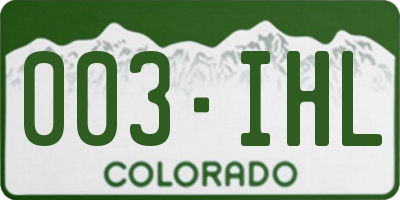 CO license plate 003IHL