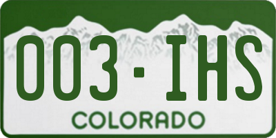 CO license plate 003IHS