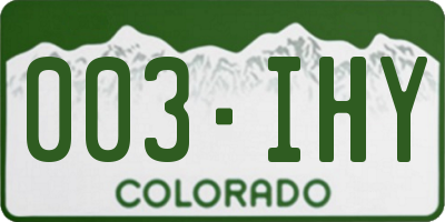CO license plate 003IHY