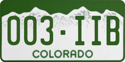 CO license plate 003IIB