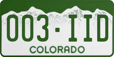 CO license plate 003IID