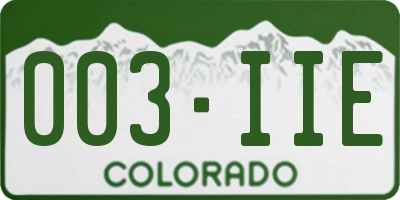 CO license plate 003IIE