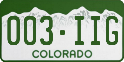 CO license plate 003IIG