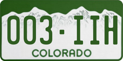 CO license plate 003IIH