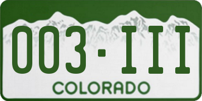 CO license plate 003III