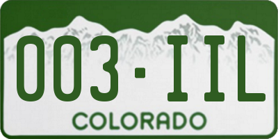 CO license plate 003IIL