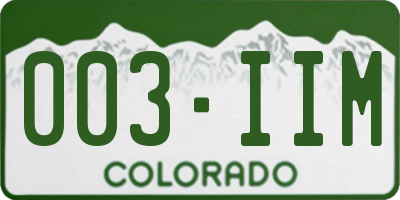 CO license plate 003IIM