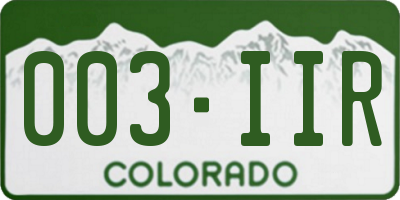 CO license plate 003IIR